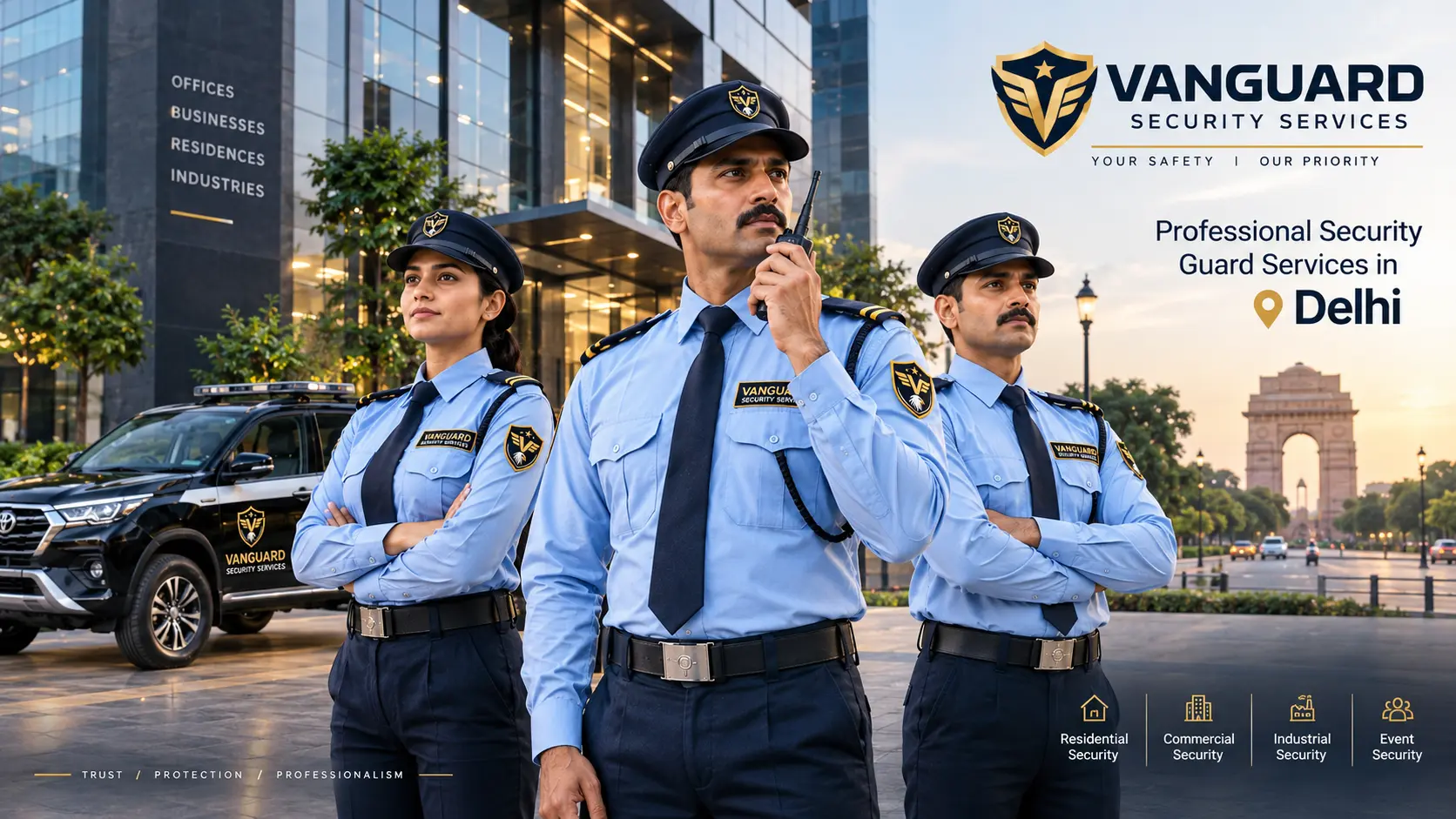 Vanguard Elite security guard on duty in Gurgaon